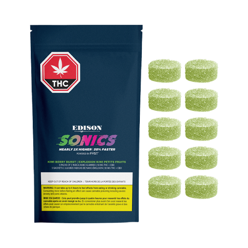 Edison Sonics Multipack Nano Kiwi Berry Burst 1:1 CBD + THC Soft Chews - Edison Sonics Multipack Nano Kiwi Berry Burst 1:1 CBD + THC Soft Chews